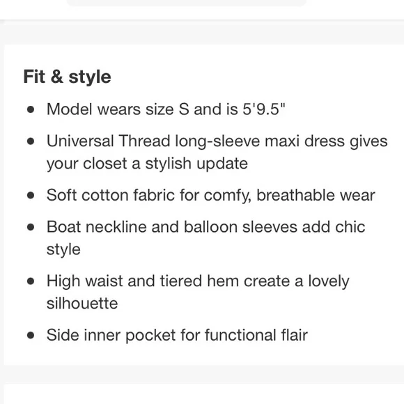 (L)- Universal Thread Women's Balloon Long Sleeve Dress - Picture 9 of 13